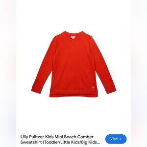 Lilly Pulitzer Girls Ruby Red Mini Beach Comber Sweatshirt - M (6/7)